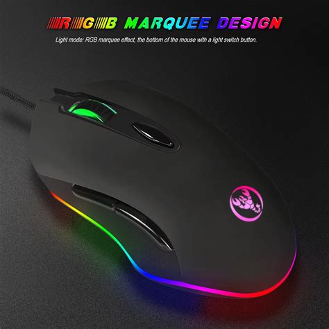 Hxsj S500 Rgb Backlit Gaming Mouse 6 Buttons 4800dpi
