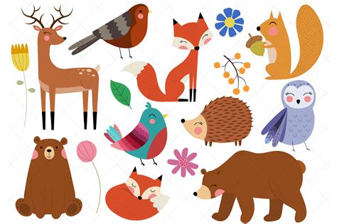Woodland Animals Clip Art Forest Animal Graphic By Clipartisan