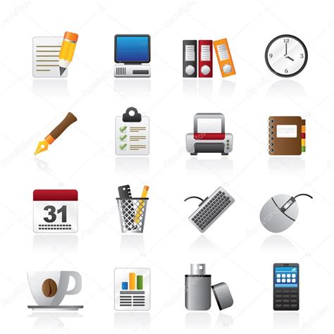 Business And Office Equipment Icons — Stock Vector © Stoyanh 14128791