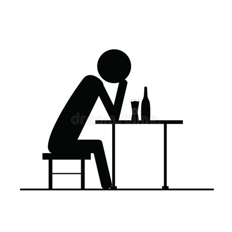 Drunk Man Icon Vector Silhouette On Chair Stock Vector Illustration
