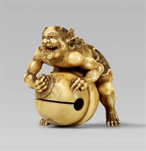 a fine ivory netsuke of a muscular oni by tomomasa second half 19th century auktion 1092