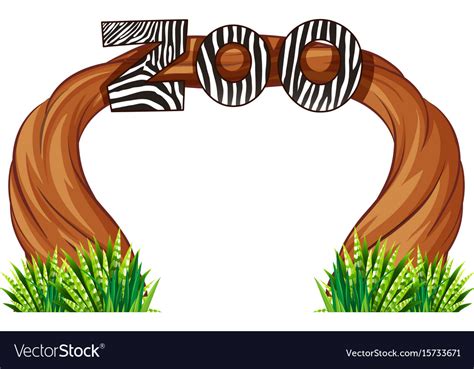Zoo Entrance With Wood And Grass Royalty Free Vector Image