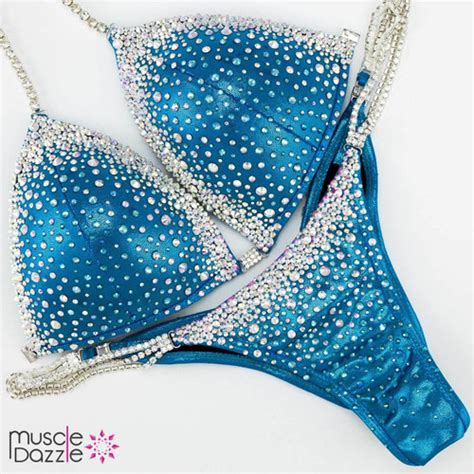 Blue And White Crystal Competition Bikini