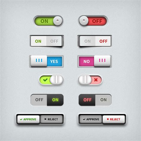 Toggle Switches Ui Elements Psd Graphicsfuel