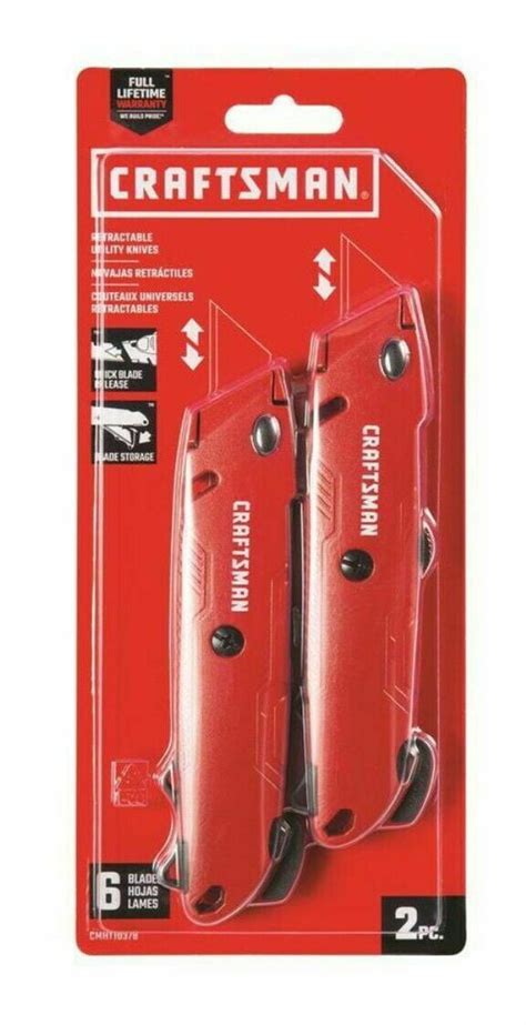 Craftsman Retractable Utility Knife 2 Pack On Tool Blade Storage With 6