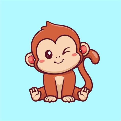 Premium Vector Cute Monkey Sitting Cartoon Vector Icon Illustration