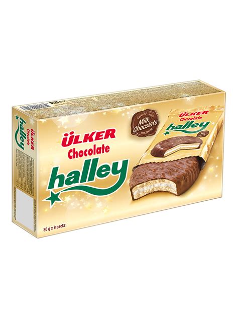 Ulker Halley Печенье сэндвич покрытое молочным шоколадом с маршмэллоу
