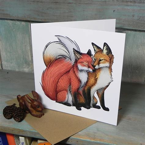 Fox Couple Greeting Card Lyndsey Green Illustration