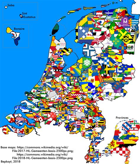 Flag Map Of Dutch Municipalities Netherlands Map Historical Maps