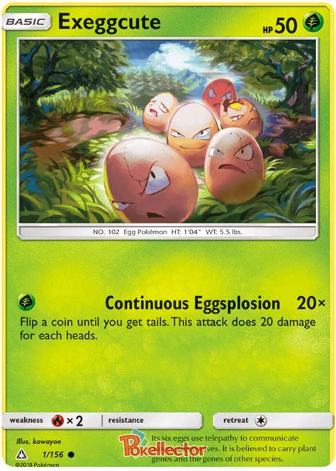 The last thing i like about ultra prism, when it comes to collecting would be that the set includes lots of 4th generation pokemon, pokemon featured in the diamond and pearl series of games and sets, i personally started on youtube back in 2008, right in the heart of the 4th generation, so this particular generation is certainly special to me. Exeggcute - Ultra Prism #1 Pokemon Card