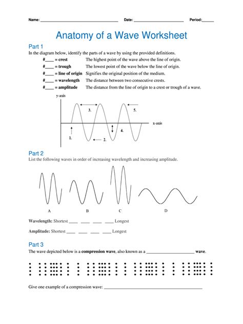 Parts Of A Wave Worksheet Fill And Sign Printable Template Online