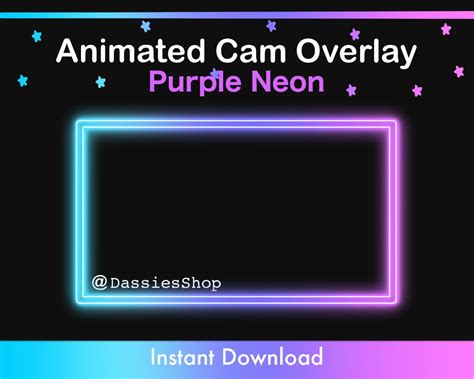 Twitch Animated Camera Overlay Purple Neon Lights Etsy