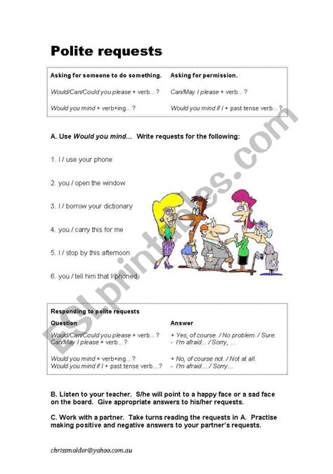 English Worksheets Polite Requests Requests And Asking For Permission