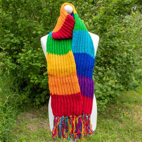 Rainbow Knitted Wool Scarf The Naughty Shrew