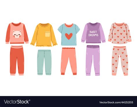 Girl Pajamas Set Night Clothes For Kids Royalty Free Vector