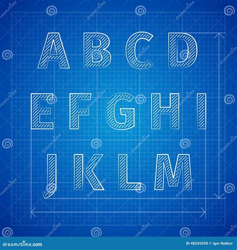 Blueprint Font Alphabet Vector Illustration 57492434