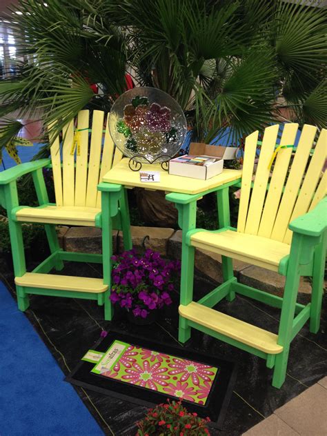 Create a welcoming patio bar at your restaurant with outdoor bar height chairs and bar stools. Super cute bar height Adirondack chairs | Adirondack ...