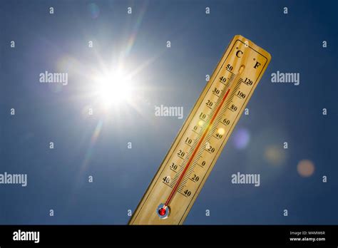 Mercury Thermometer Summer Heat Sun Light Stock Photo Alamy