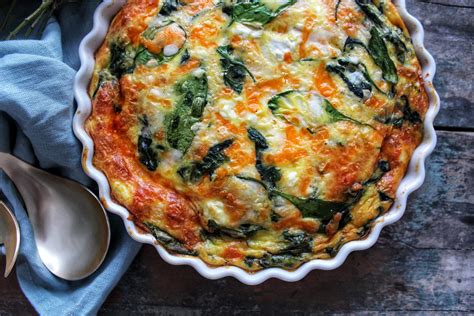 Spinach Cheddar And Feta Cheese Crustless Quiche Recipe With Images