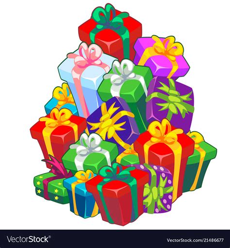 christmas sketch with a stack of t boxes tied vector image