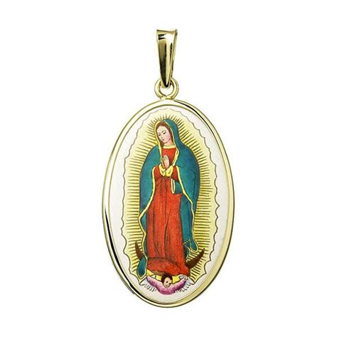Medalla De Virgen De Guadalupe Medallón Colgante Joya Oro Aljančič