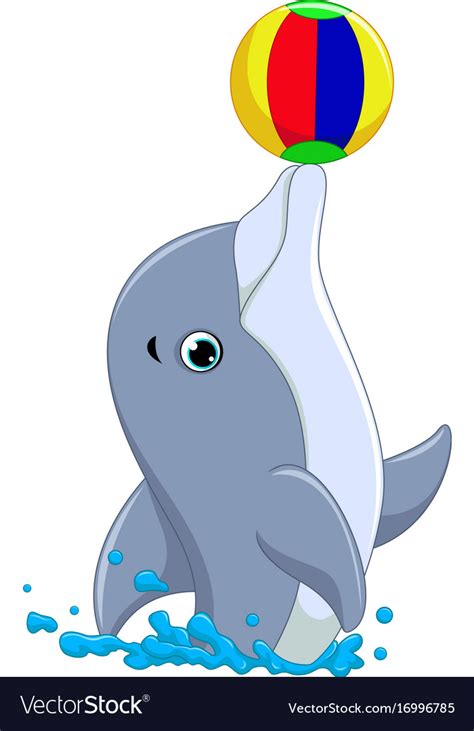 Happy Dolphin Cartoon Playing Ball Royalty Free Vector Image