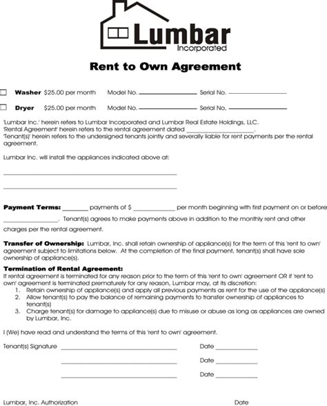 Free Printable Rent To Own Template