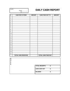 Daily Cash Drawer Balance Sheet Template Daily Cash Sheet Template