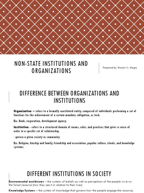 Non State Institutions And Organizations International Development
