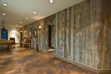 Barnwood Walls And Stained Concrete Floor Cool For A Basement By