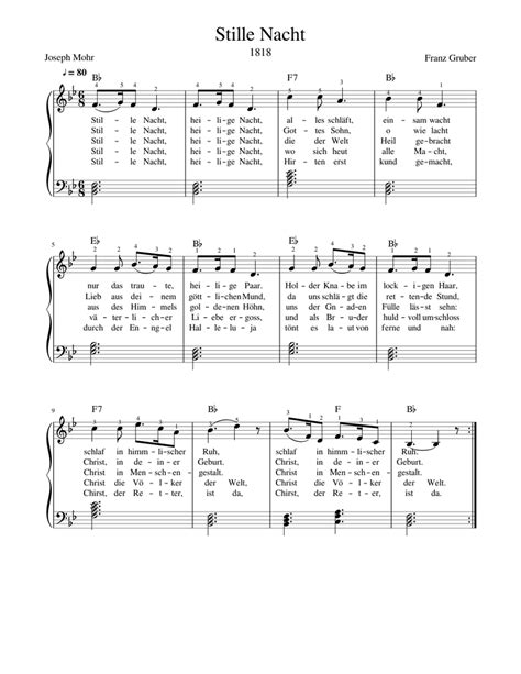 Stille Nacht Sheet Music For Piano Solo Easy