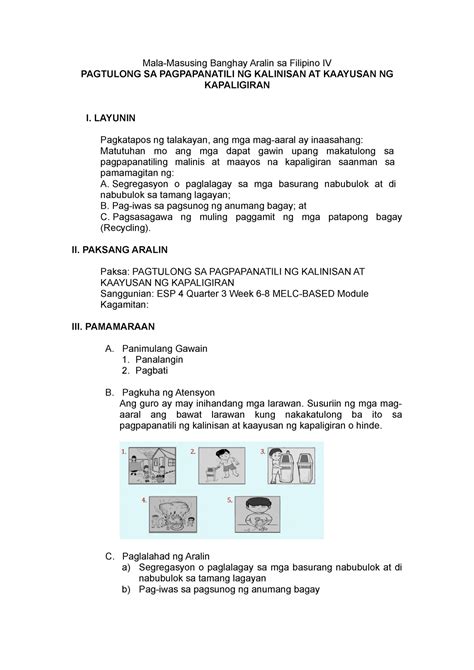 Pagtulong Sa Pagpapanatili Ng Kalinisan At Kaayusan Ng Kapaligiran