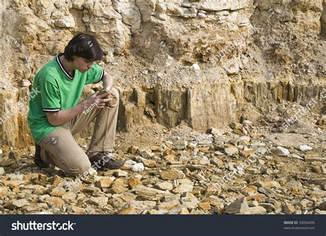 Young Geologist Studying Rock Type Stock Photo 33034495 Shutterstock