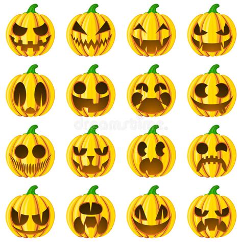 Set Pumpkins For Halloween Stock Vector Illustration Of Horror