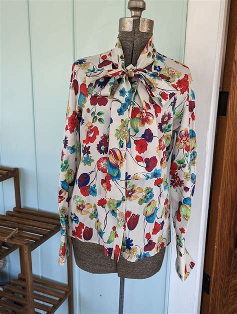 Vintage Pussy Bow Blouse By Tricoville Late 70s Earl Gem