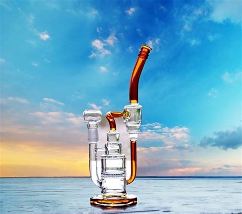 Real Images Cheap Glass Water Pipes With Honeycomb And Double Recycler