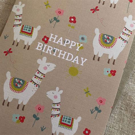 Llama Birthday Card Pink Paddock Store