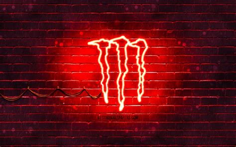 Download Wallpapers Monster Energy Red Logo 4k Red