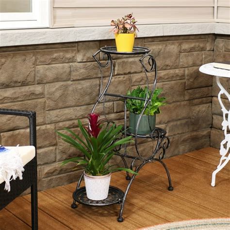 Sunnydaze 3 Tier Victorian Metal Plant Stand Indooroutdoor Flower Pot