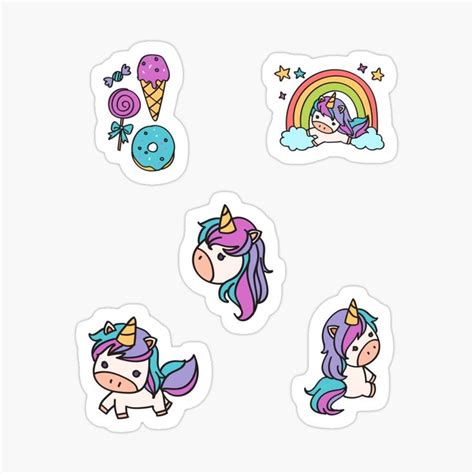 Kawaii Cute Unicorn Sticker Pack By Cathelkav Redbubble In 2020