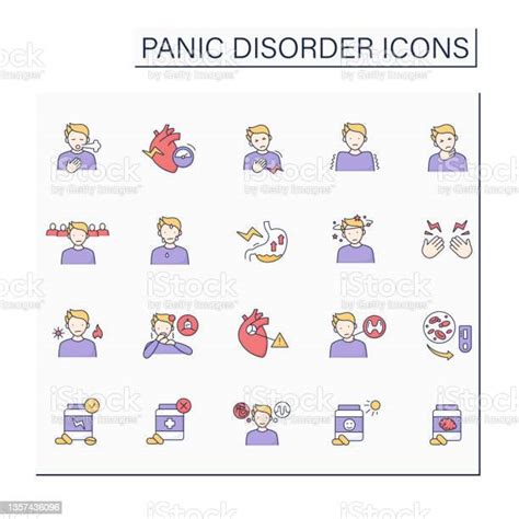 Panic Disorder Color Icons Set Stock Illustration Download Image Now