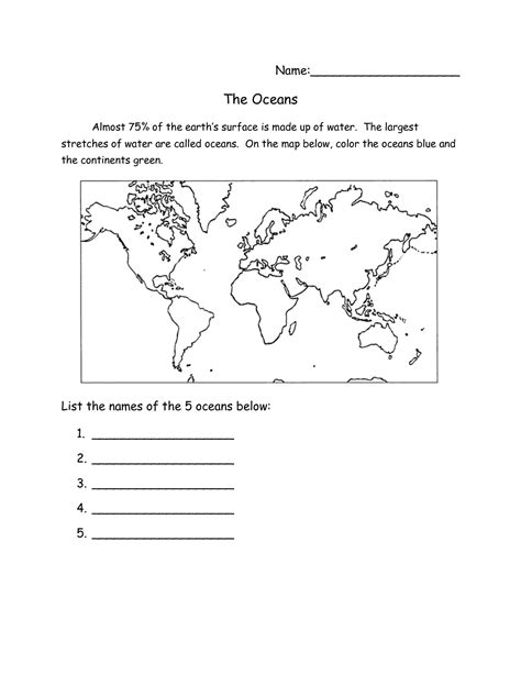 6 Ocean Currents Map Worksheet