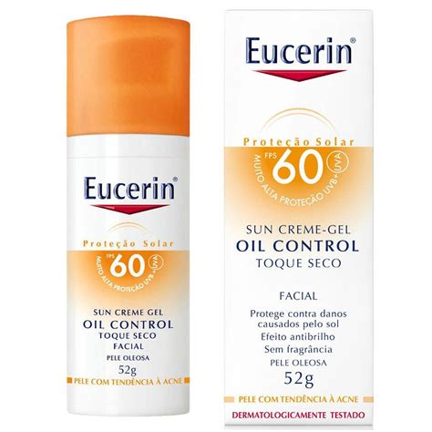 protetor solar eucerin fps60 oil control 52g controle de oleosidade protetor solar facial
