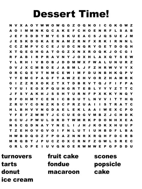 Dessert Time Word Search Wordmint