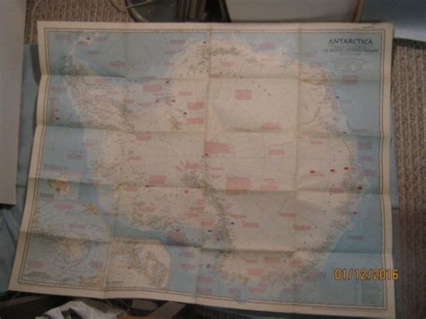 Vintage Large Antarctica Map National Geographic September 1957 Ebay