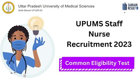 Upums Staff Nurse Vacancy Cet 2023 Notification Out Syllabus