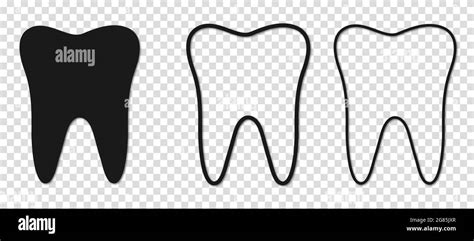 Teeth Vector Black Icons Line Art Style Tooth Vector Silhouette