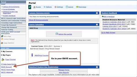 Verify your RAVE account - Main View | Verify your RAVE account instructions | Portal