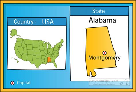 Clipart Montgomery Alabama 2 State Us Map With Capital