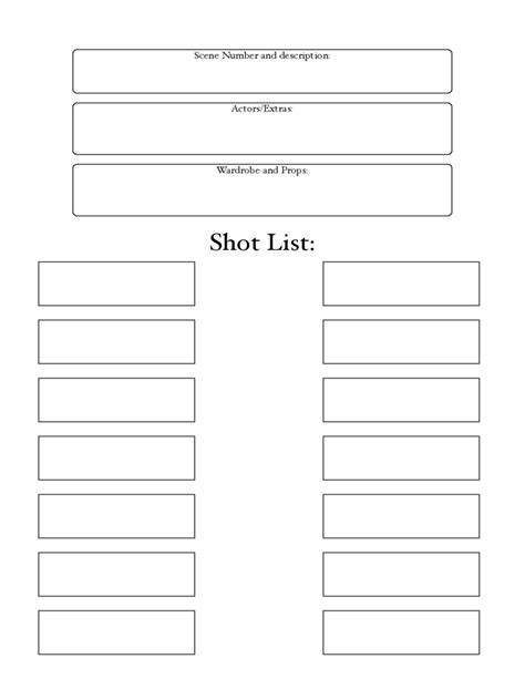 Shot List Template Free Templates In Pdf Word Excel Download